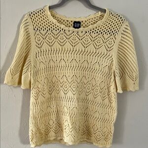 GAP Butter Yellow Crochet Knit Top